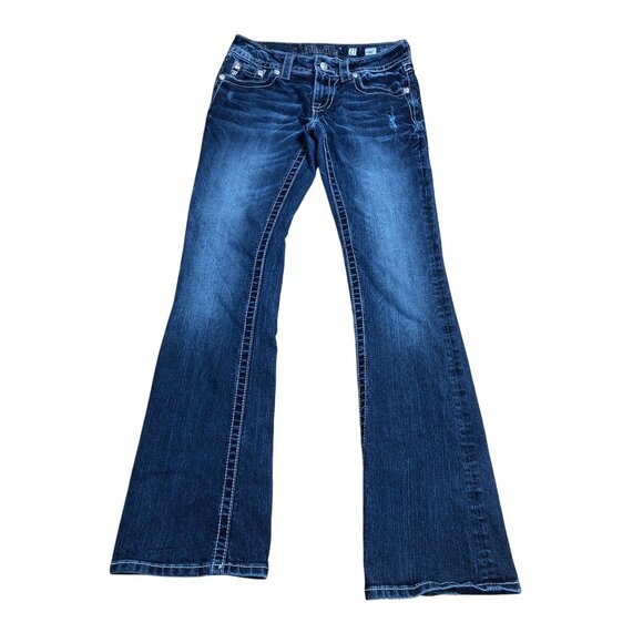 Miss Me Jeans Womens 27 Blue Bootcut Embroidered Cross Back Pockets Rhinestone - Picture 5 of 14